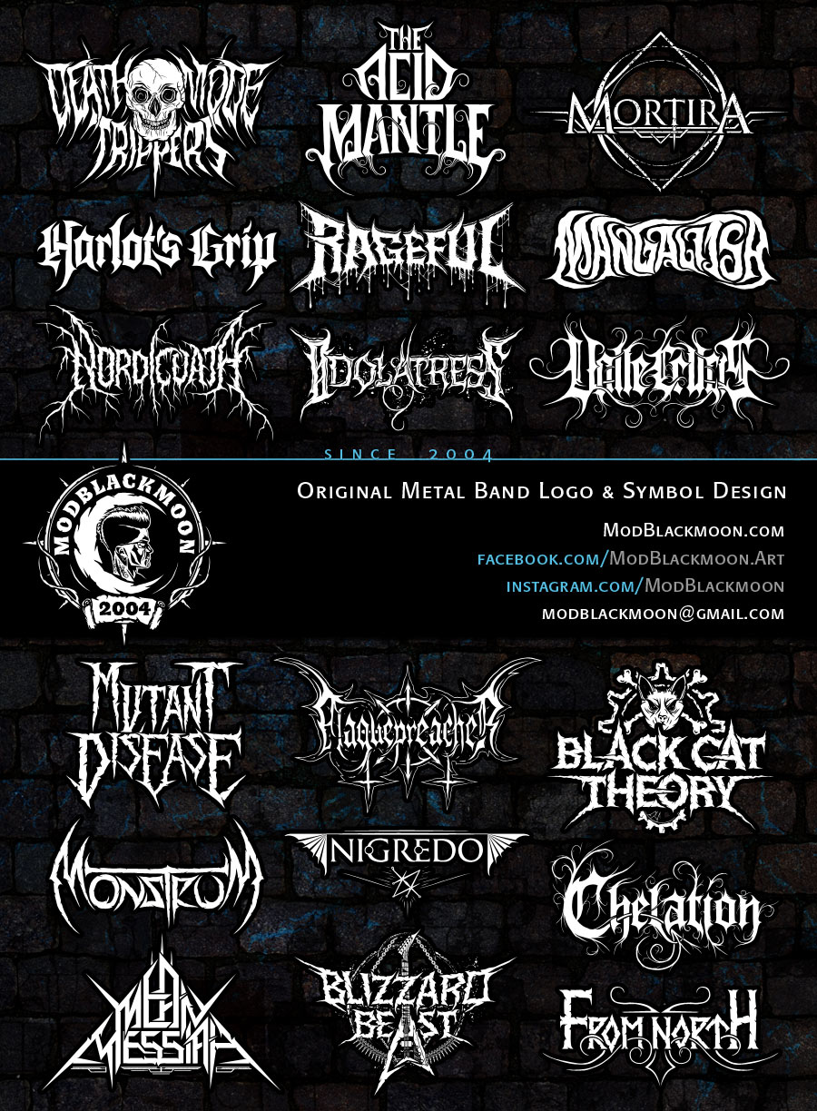 Modblackmoon Original Demonic Gothic Fonts Black Metal Fonts Death Metal Fonts To Generate Band Logo Design