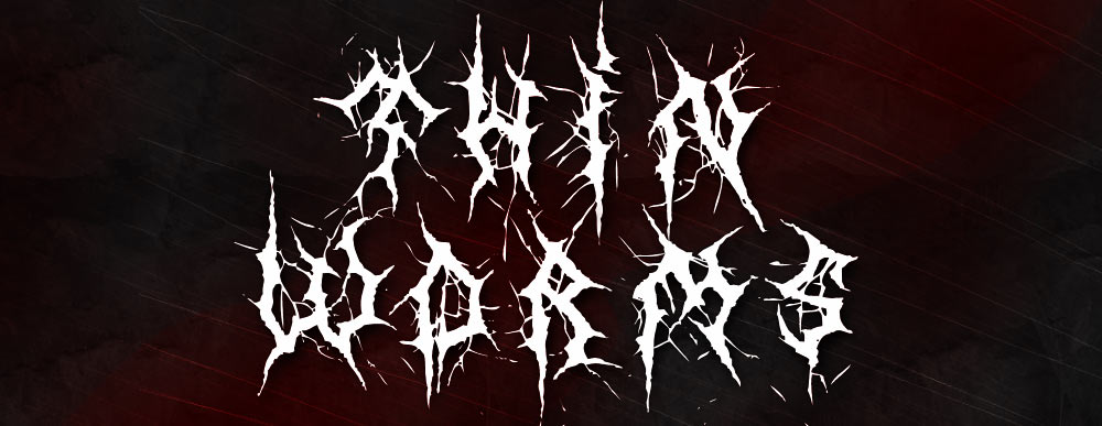 MB Thin Worms Black Metal Band Font Design with Scratches, Branches and Hooks
