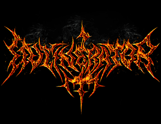 Extreme Death Metal Band Logo Design with Inverted Cross and Infernal Fire