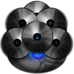 CD, Disc Collection Dark Hi-Tech Icon Blue Lights, Royalty-Free Stock Icons