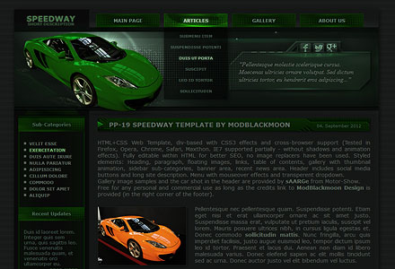 MB Speedway - Free dark green web-template with cars