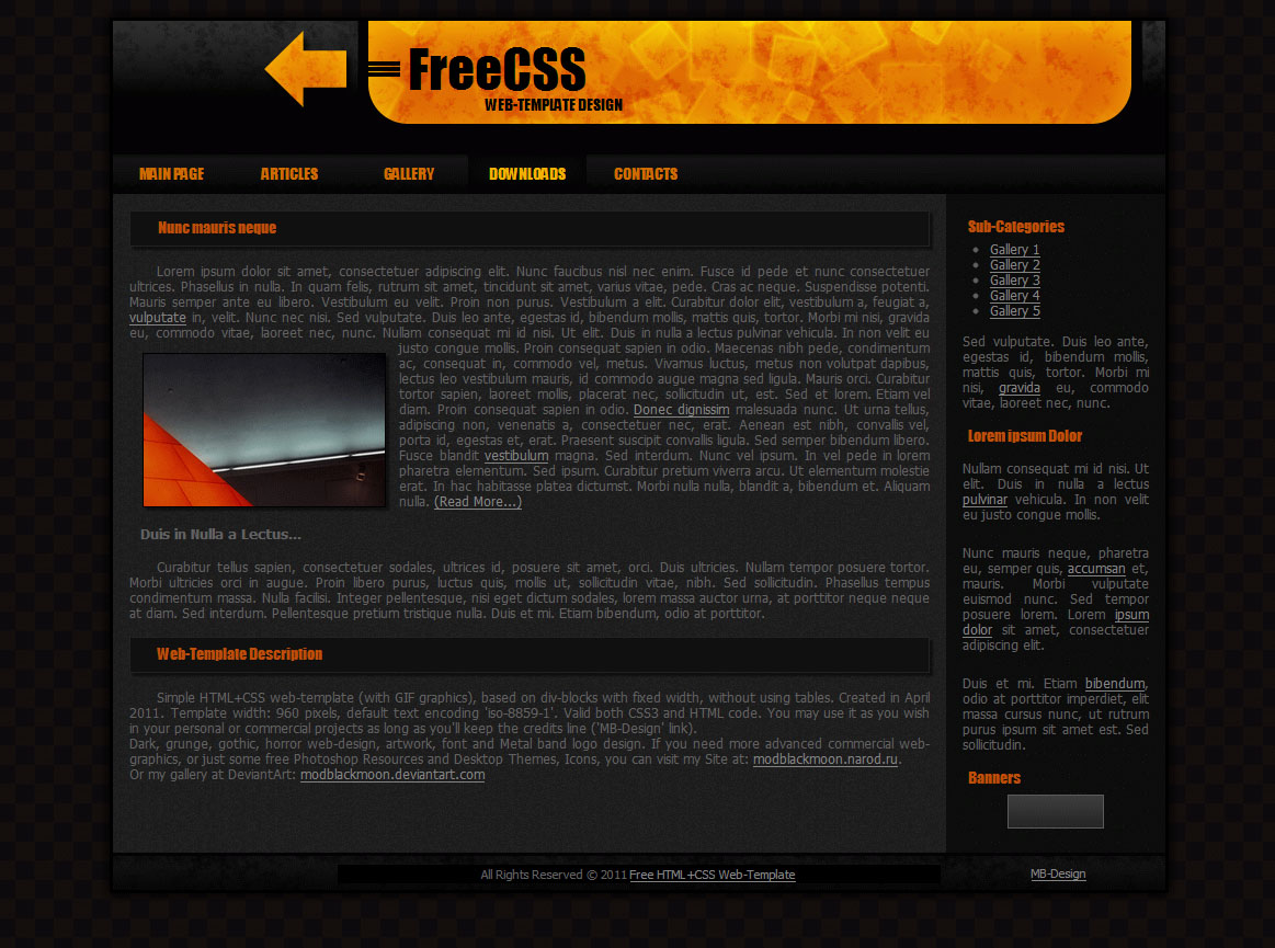 modblackmoon free dark grunge html css web template designs