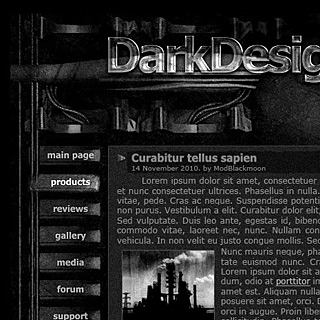 Dark Gothic Grunge Web-Design Screenshot with Futuristic Panels, wires and mechanics