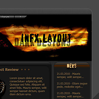 Dark Grunge Industrial Web-Template Screenshot with Bright Sundown Highlights