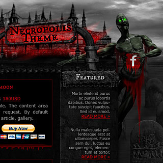Скриншот Веб-Дизайна Некрополь, заброшенный город с кладбищем и ходячими скелетами с сияющими глазами